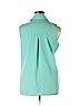 Ann Taylor Factory 100% Polyester Blue Sleeveless Button-Down Shirt Size XL - photo 2