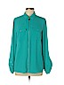 MICHAEL Michael Kors 100% Polyester Teal Long Sleeve Blouse Size 10 - photo 1