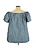 Denim 24/7 100% Cotton Blue Short Sleeve Blouse Size 26 - photo 2