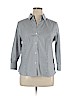 Anne Klein 100% Cotton Gray Long Sleeve Button-Down Shirt Size XL - photo 1