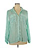 Beach Lunch Lounge 100% Rayon Green Long Sleeve Blouse Size XL - photo 1