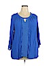 GNW 100% Polyester Blue Long Sleeve Blouse Size 3X - photo 1