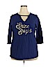 Lane Bryant 100% Cotton Blue 3/4 Sleeve Top Size 18 - 20 Plus - photo 1