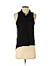 H&M 100% Viscose Black Sleeveless Button-Down Shirt Size 2 - photo 1