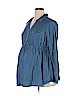 Motherhood Blue Long Sleeve Button-Down Shirt Size 1X - photo 1