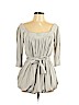 Catherine Malandrino 100% Silk Gray 3/4 Sleeve Silk Top Size 10 - photo 1