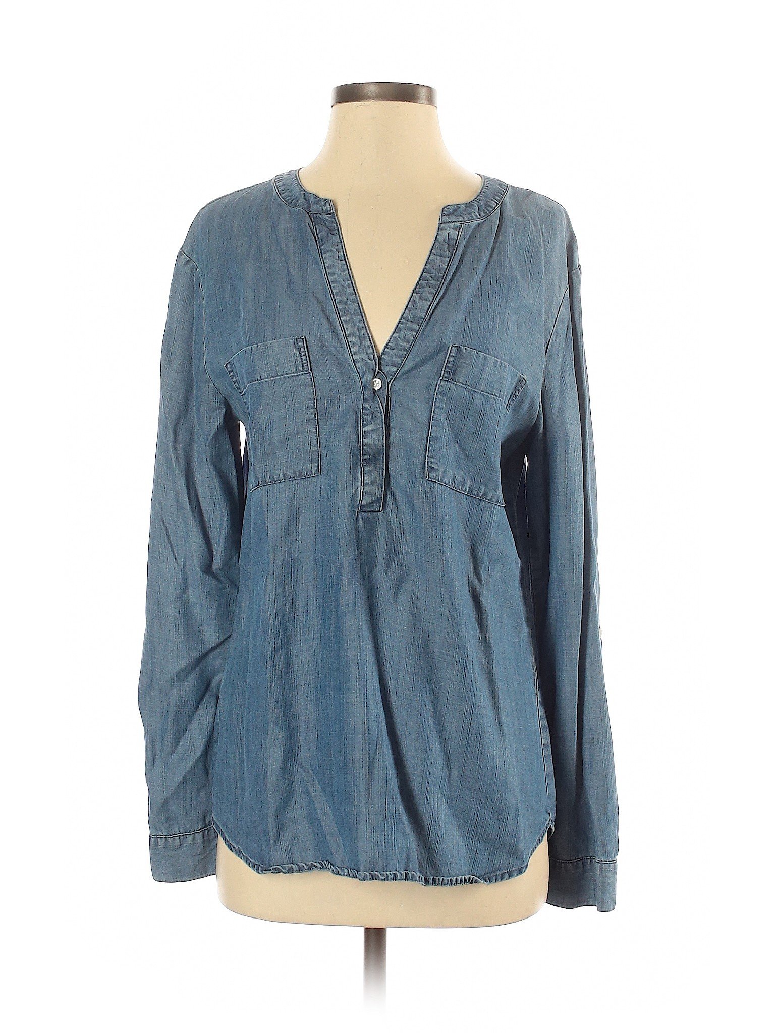 Ann Taylor Factory Women Blue Long Sleeve Blouse S | eBay