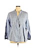 Nic + Zoe 100% Linen Blue Long Sleeve Button-Down Shirt Size 1X - photo 1