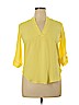 Lush 100% Polyester Yellow Long Sleeve Blouse Size L - photo 1