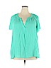 Crown & Ivy 100% Rayon Green Short Sleeve Blouse Size XXL - photo 1