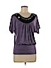 Iz Byer 100% Polyester Purple Short Sleeve Blouse Size M - photo 1