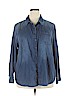 Ava & Viv 100% Cotton Blue Long Sleeve Button-Down Shirt Size 2X - photo 1