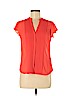 H&M 100% Polyester Orange Short Sleeve Blouse Size 6 - photo 1