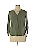 Merona 100% Rayon Green Long Sleeve Blouse Size XXL - photo 1
