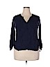 Merona 100% Rayon Blue Long Sleeve Blouse Size XXL - photo 1