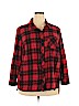 Faded Glory Plus 100% Cotton Red Long Sleeve Button-Down Shirt Size 2X - photo 1
