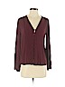 H&M 100% Viscose Burgundy Long Sleeve Blouse Size 4 - photo 1