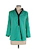 Charlotte Russe 100% Polyester Teal Long Sleeve Blouse Size L - photo 1