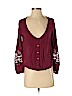 Roxy 100% Rayon Burgundy Long Sleeve Blouse Size XS - photo 1