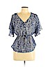 Forever 21 100% Polyester Blue Short Sleeve Blouse Size L - photo 1