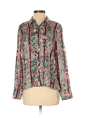 Ecru Long Sleeve Silk Top (view 1)