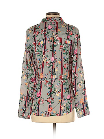 Ecru Long Sleeve Silk Top (view 2)