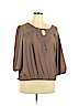 Fred David 100% Polyester Brown 3/4 Sleeve Blouse Size XL - photo 1