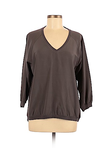 R | Label Long Sleeve Silk Top (view 1)