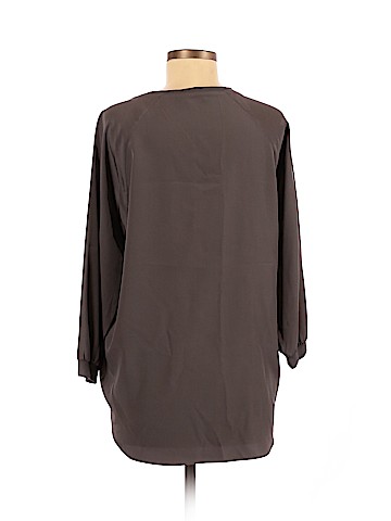 R | Label Long Sleeve Silk Top (view 2)