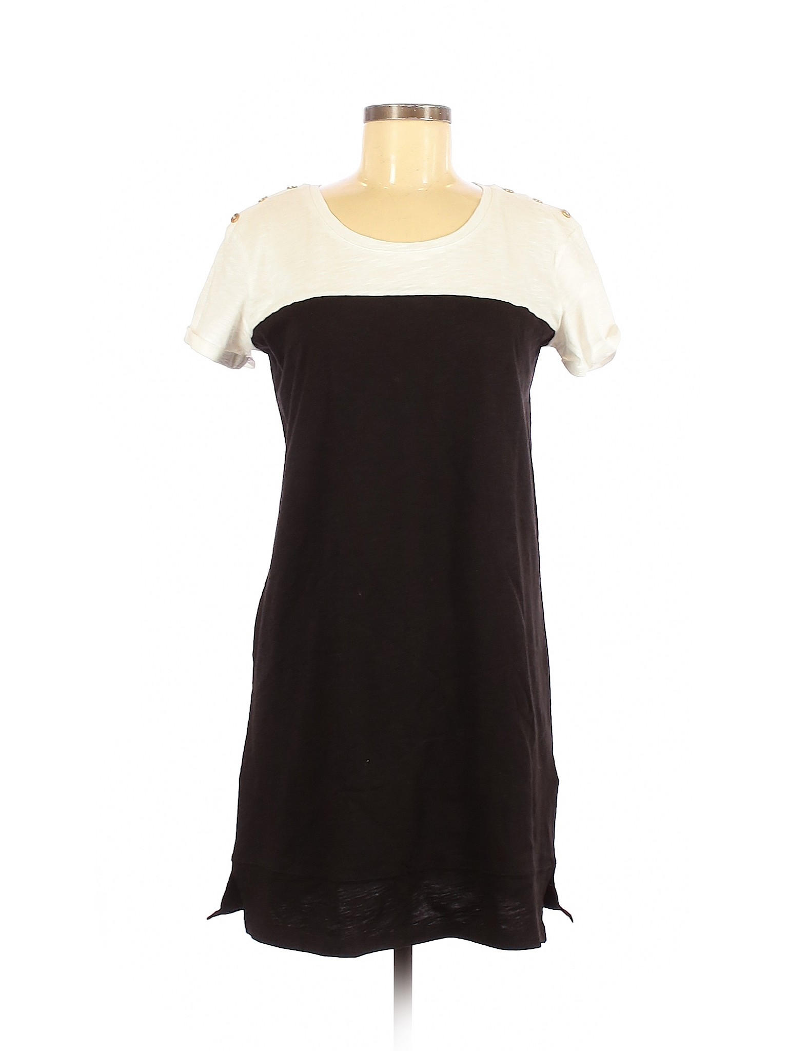 Nicole Miller 100% Cotton Color Block Solid White Black Casual Dress ...