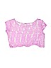 77Kids by American Eagle 100% Nylon Lace Purple Short Sleeve Blouse Size L (kids) - photo 2