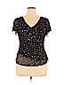 Papell Boutique Evening 100% Silk Black Short Sleeve Silk Top Size XL - photo 1