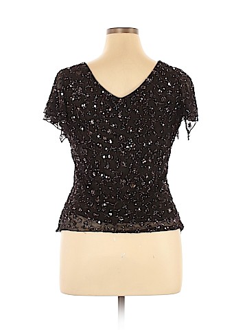 Papell Boutique Evening Short Sleeve Silk Top (view 2)