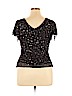 Papell Boutique Evening 100% Silk Black Short Sleeve Silk Top Size XL - photo 2
