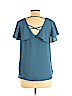 Pink Rose 100% Polyester Blue Short Sleeve Blouse Size L - photo 2