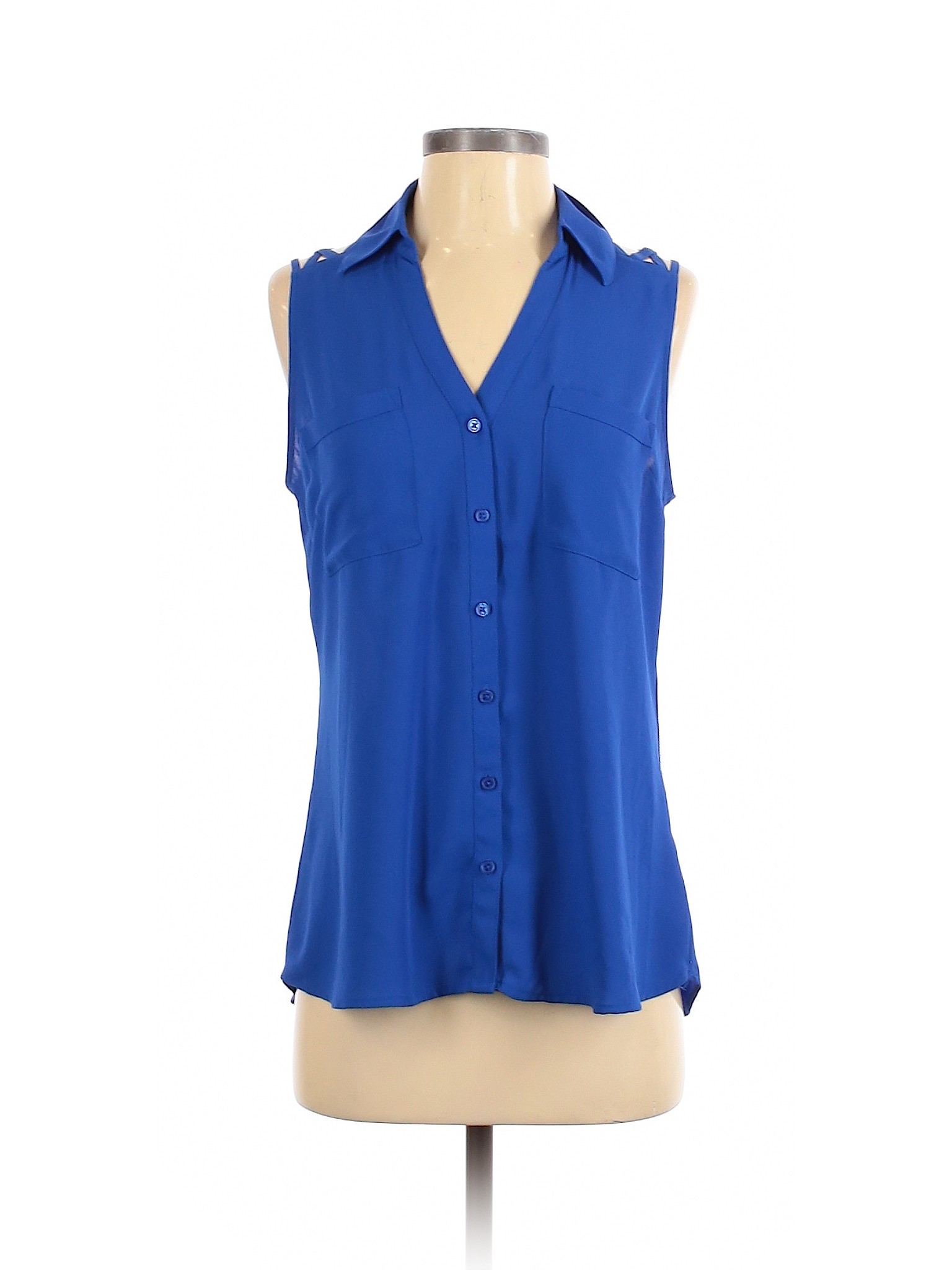 Express Women Blue Sleeveless Blouse S Petites | eBay