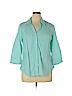 Coldwater Creek 100% Cotton Blue 3/4 Sleeve Button-Down Shirt Size 1X - photo 1