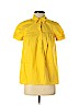 Theory 100% Cotton Yellow Short Sleeve Button-Down Shirt Size P (petite) - photo 1