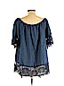 Unique Spectrum Blue Short Sleeve Blouse Size 2X - photo 2