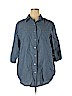 Assorted Brands 100% Cotton Blue 3/4 Sleeve Button-Down Shirt Size 1X - photo 1