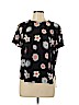 Ann Taylor LOFT 100% Polyester Black Short Sleeve Blouse Size L (petite) - photo 1