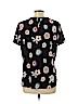 Ann Taylor LOFT 100% Polyester Black Short Sleeve Blouse Size L (petite) - photo 2