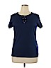 Jones New York Signature 100% Cotton Blue Short Sleeve Top Size XL - photo 1