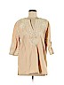 Calypso St. Barth 100% Cotton Tan 3/4 Sleeve Top Size M - photo 1