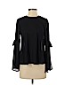 Topshop 100% Polyester Black Long Sleeve Blouse Size 4 - photo 1