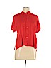 H&M 100% Viscose Red Short Sleeve Button-Down Shirt Size 6 - photo 1