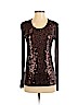 MICHAEL Michael Kors 100% Rayon Brown Long Sleeve Top Size S - photo 1