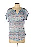 Dept222 100% Polyester Blue Short Sleeve Top Size L (petite) - photo 1