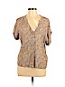 H&M 100% Viscose Tan Short Sleeve Blouse Size 12 - photo 1
