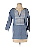 Soft Joie 100% Cotton Blue 3/4 Sleeve Blouse Size XS - photo 1